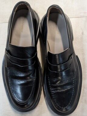 AllSaints Lola black leather loafers